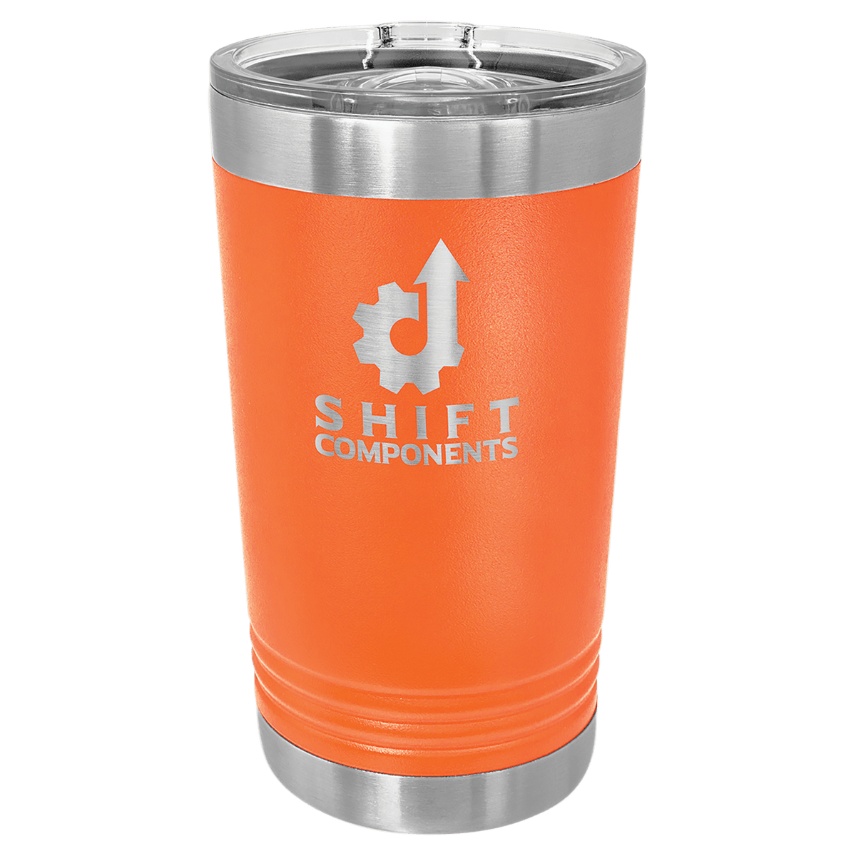 Personalized 16 oz. insulated stainless steel pint with slider lid and custom engraved name or design