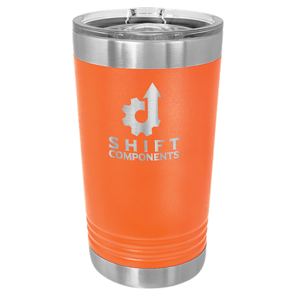 Personalized 16 oz. insulated stainless steel pint with slider lid and custom engraved name or design