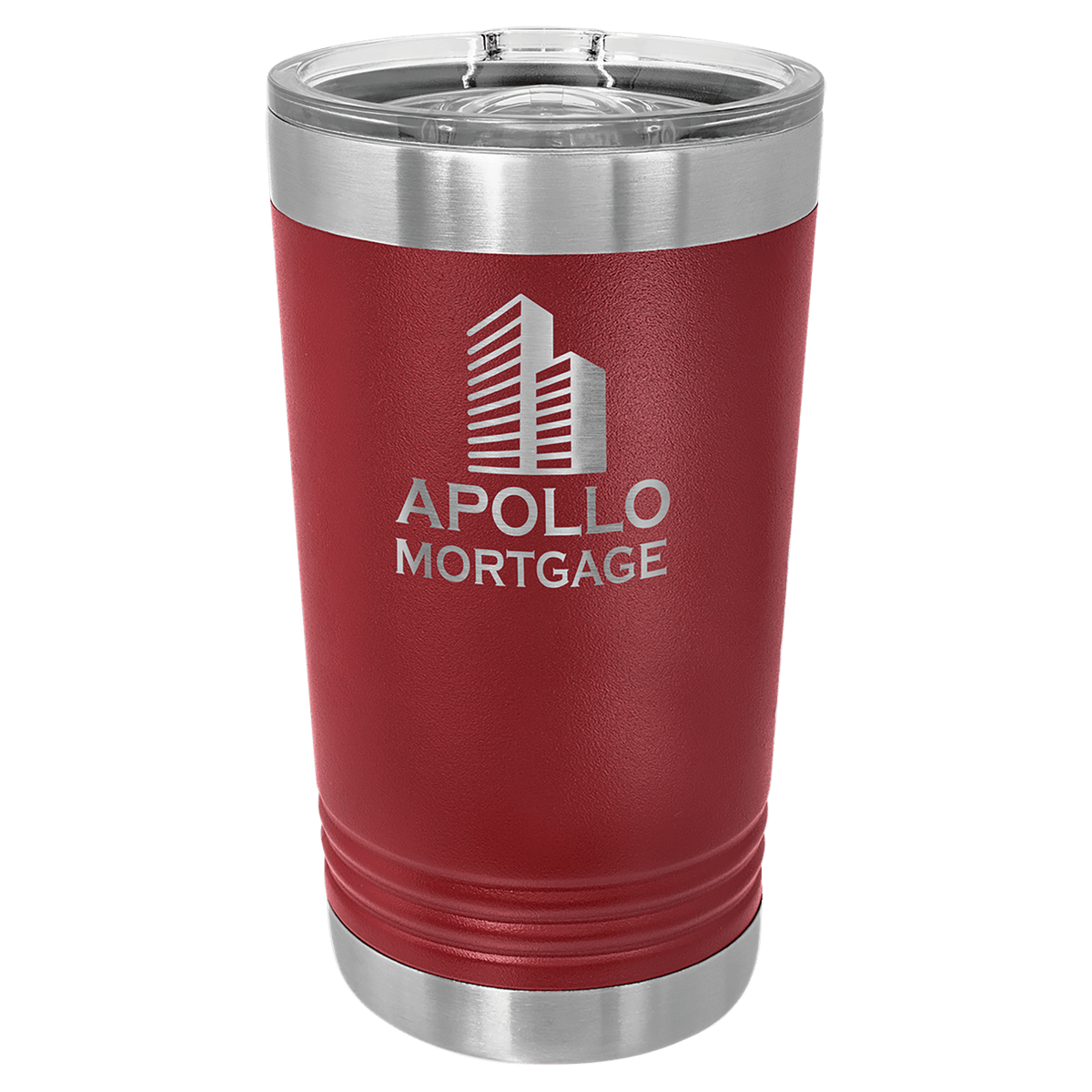 Personalized 16 oz. insulated stainless steel pint with slider lid and custom engraved name or design