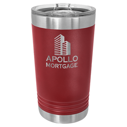 Personalized 16 oz. insulated stainless steel pint with slider lid and custom engraved name or design