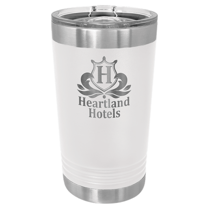 Personalized 16 oz. insulated stainless steel pint with slider lid and custom engraved name or design