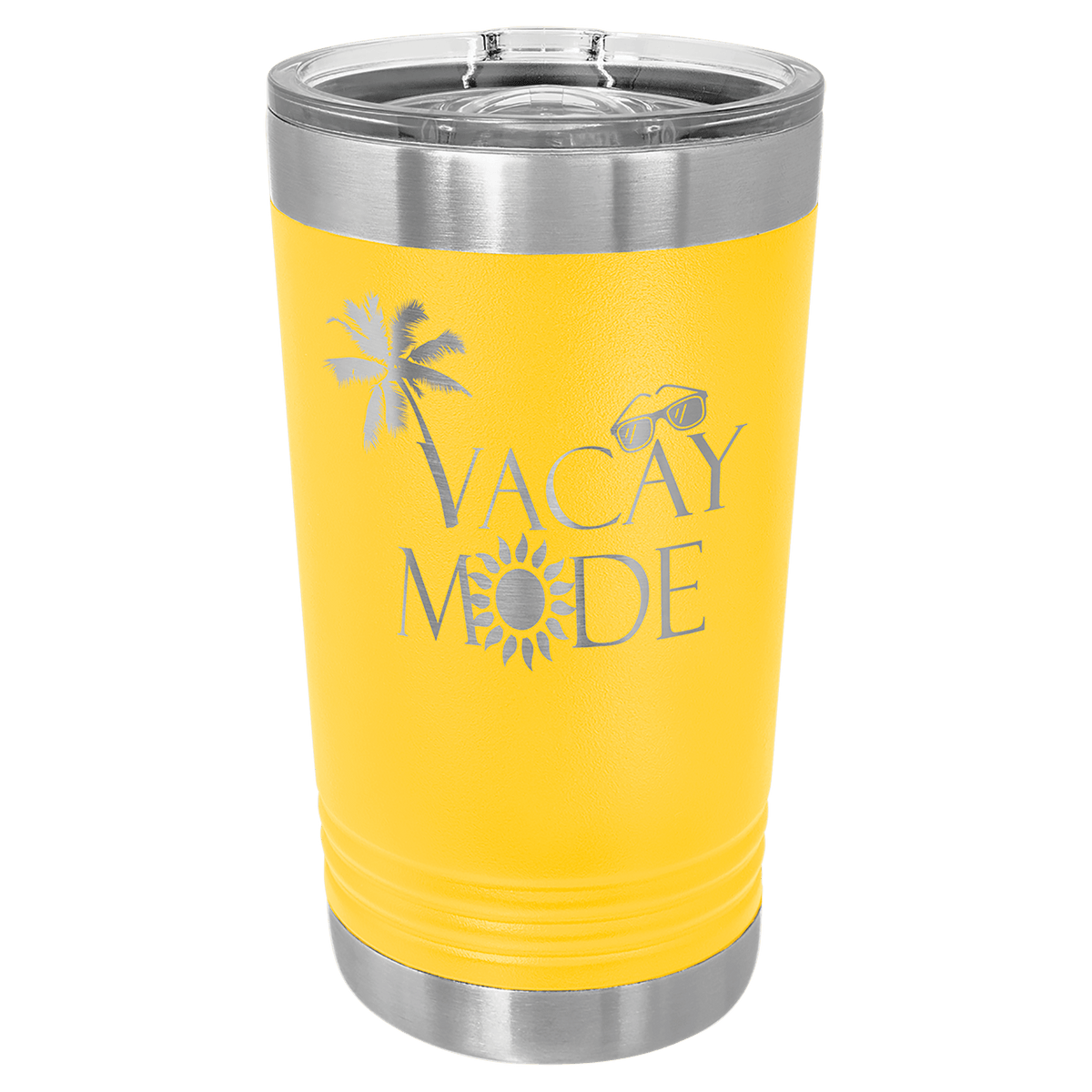 Personalized 16 oz. insulated stainless steel pint with slider lid and custom engraved name or design