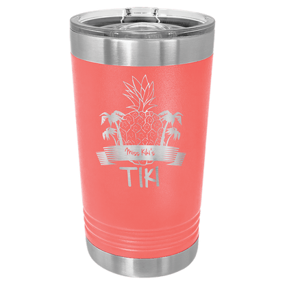 Personalized 16 oz. insulated stainless steel pint with slider lid and custom engraved name or design