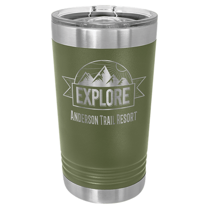 Personalized 16 oz. insulated stainless steel pint with slider lid and custom engraved name or design
