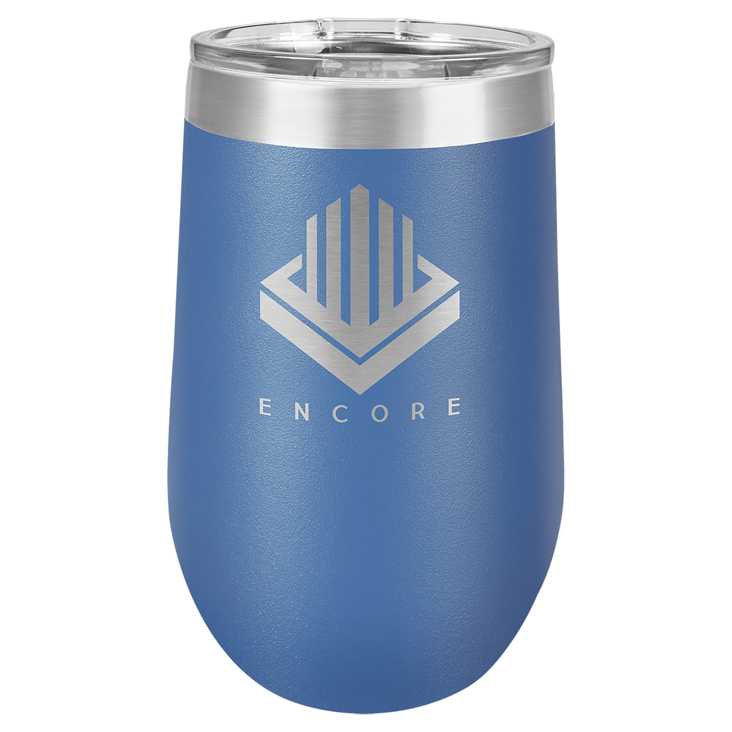 Personalized 16 oz. insulated stemless wine tumbler with lid and custom engraved name or message