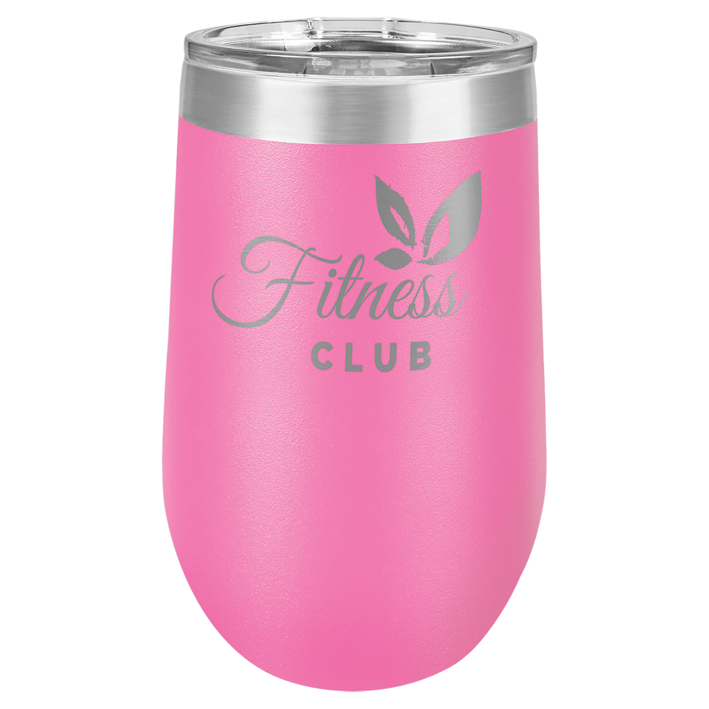 Personalized 16 oz. insulated stemless wine tumbler with lid and custom engraved name or message