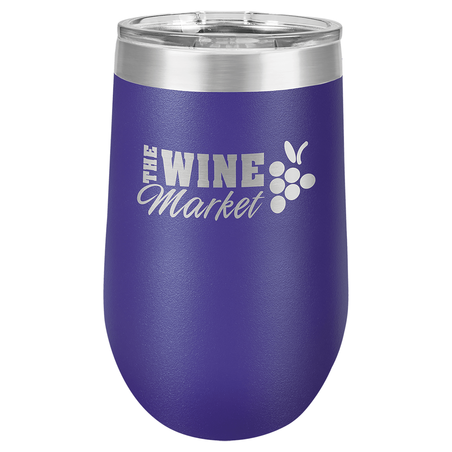 Personalized 16 oz. insulated stemless wine tumbler with lid and custom engraved name or message