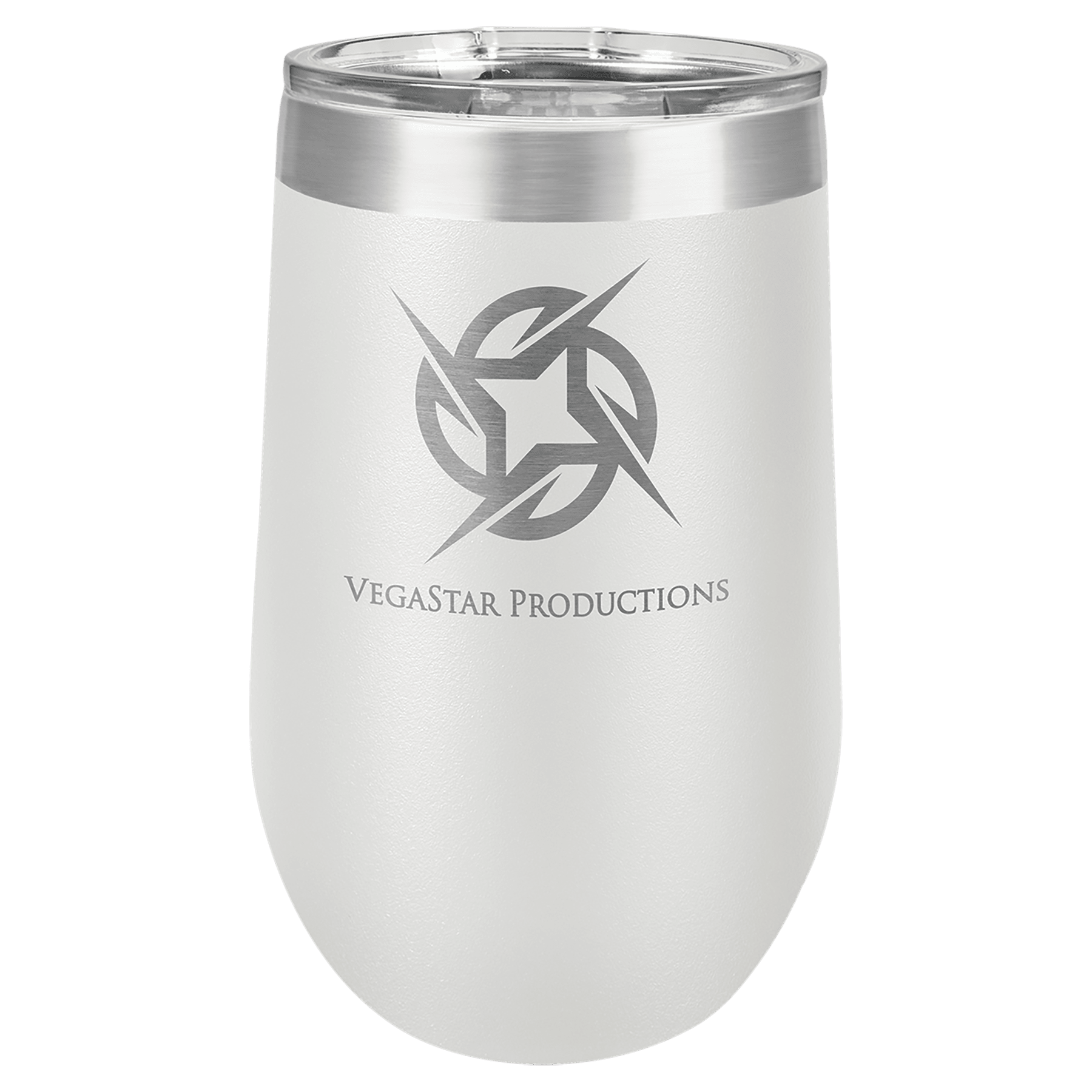 Personalized 16 oz. insulated stemless wine tumbler with lid and custom engraved name or message