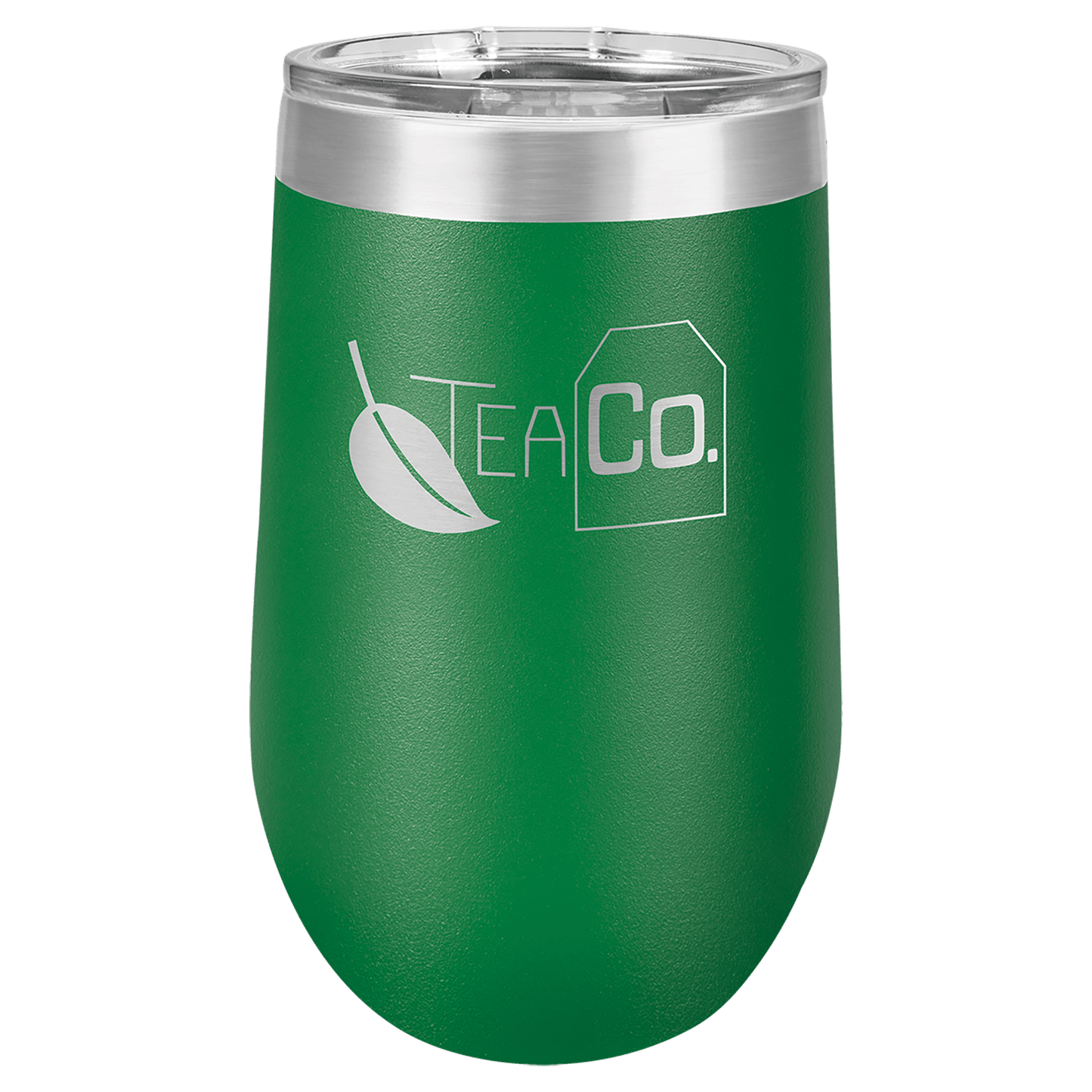 Personalized 16 oz. insulated stemless wine tumbler with lid and custom engraved name or message