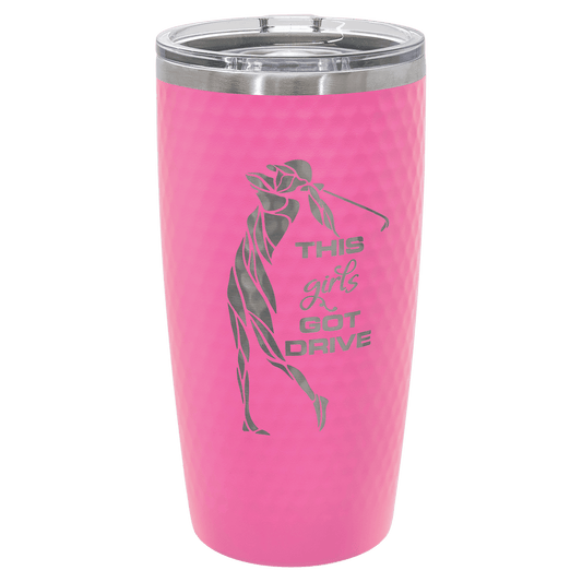 Polar Camel 20 oz. Pink Golf Tumbler with Dimples and Slider Lid