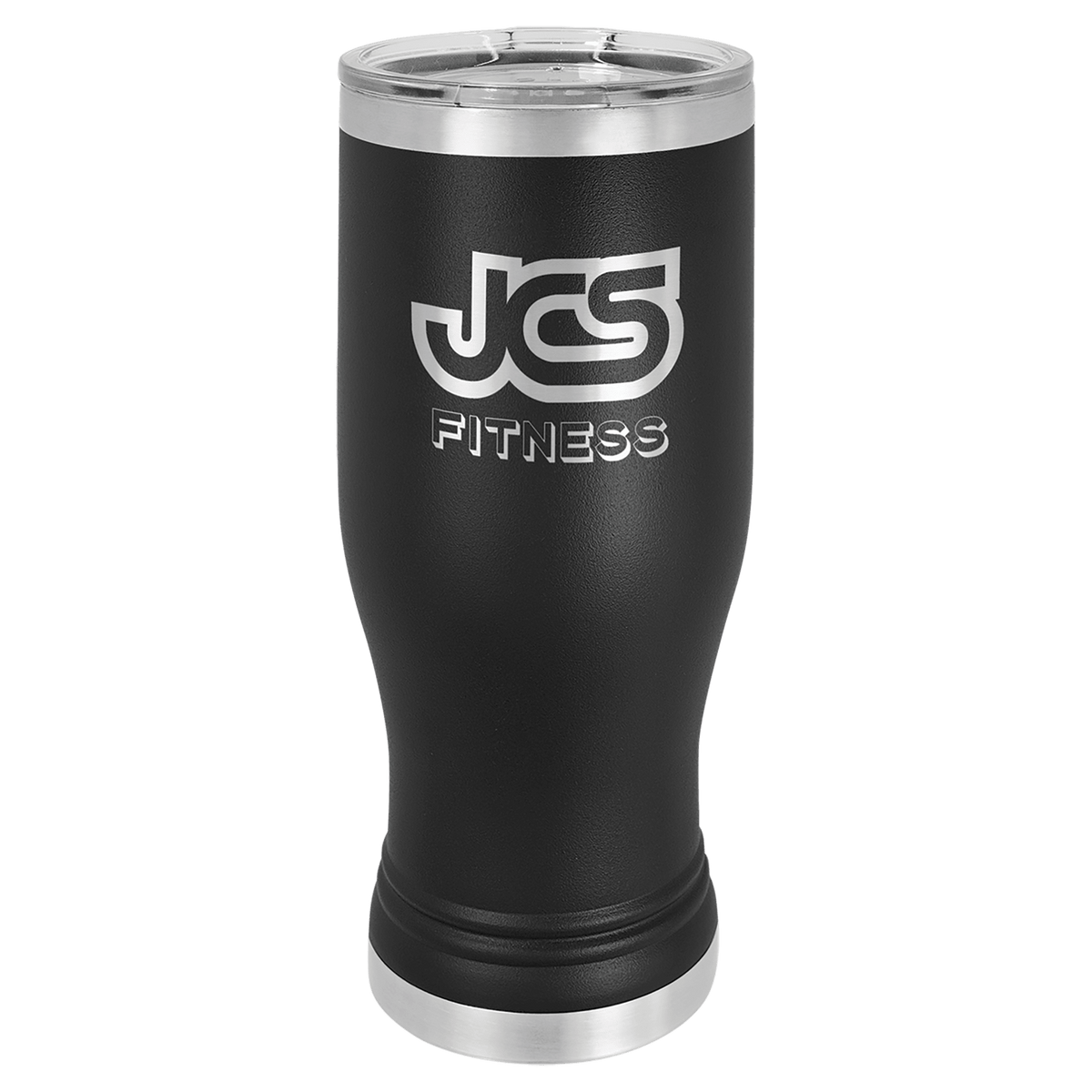 Personalized 20 oz. insulated stainless steel pilsner with clear lid and custom engraved name or design