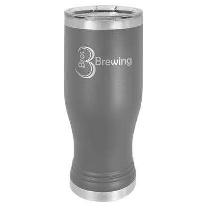 Personalized 20 oz. insulated stainless steel pilsner with clear lid and custom engraved name or design