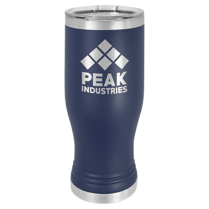 Personalized 20 oz. insulated stainless steel pilsner with clear lid and custom engraved name or design