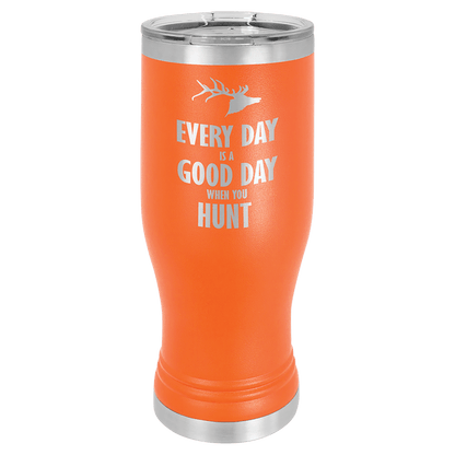 Personalized 20 oz. insulated stainless steel pilsner with clear lid and custom engraved name or design