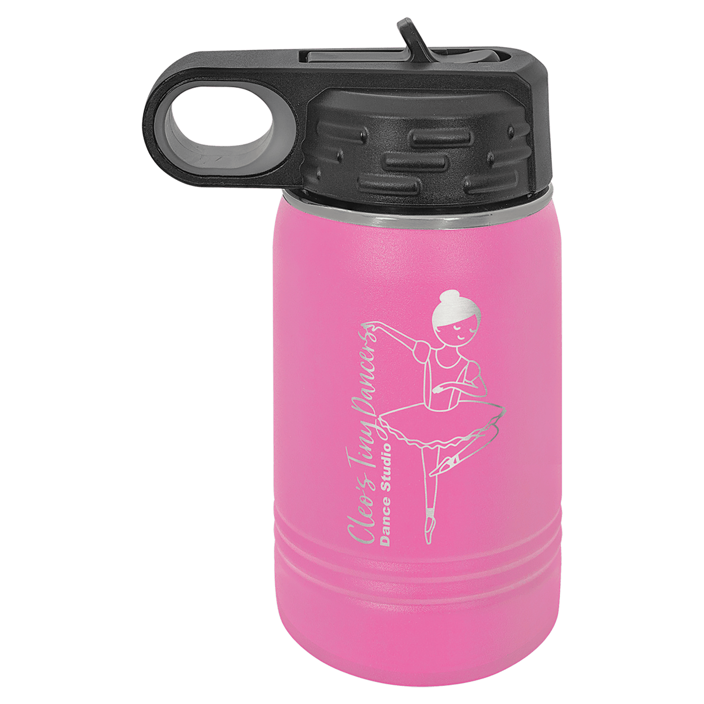 Personalized 12 oz. insulated stainless steel water bottle with custom engraved name or design