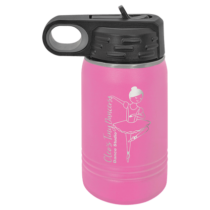 Personalized 12 oz. insulated stainless steel water bottle with custom engraved name or design