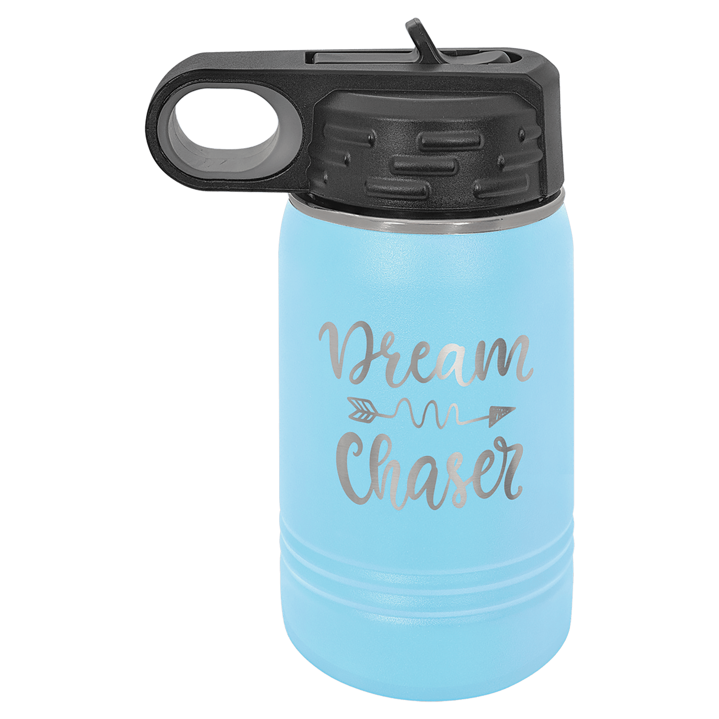 Personalized 12 oz. insulated stainless steel water bottle with custom engraved name or design