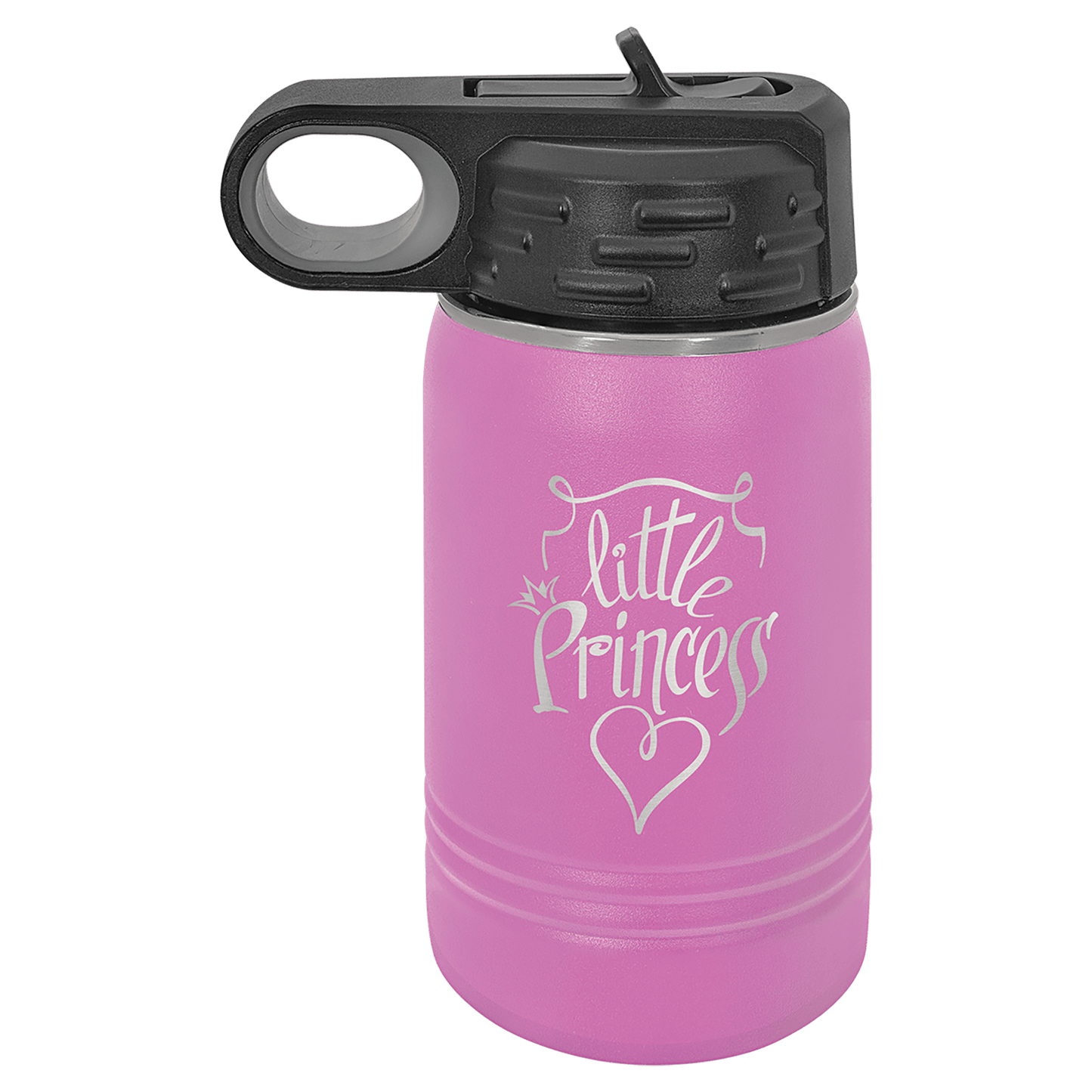 Personalized 12 oz. insulated stainless steel water bottle with custom engraved name or design