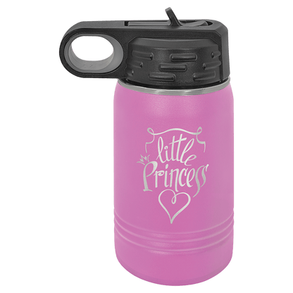 Personalized 12 oz. insulated stainless steel water bottle with custom engraved name or design