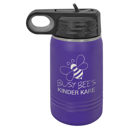 Personalized 12 oz. insulated stainless steel water bottle with custom engraved name or design