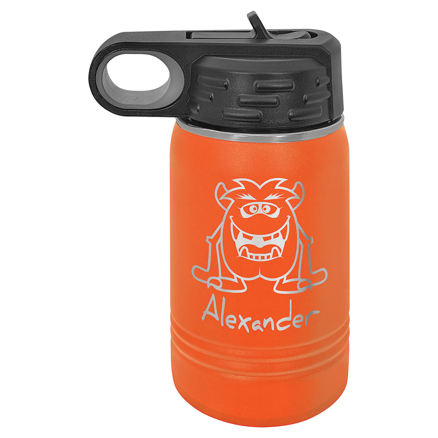 Personalized 12 oz. insulated stainless steel water bottle with custom engraved name or design