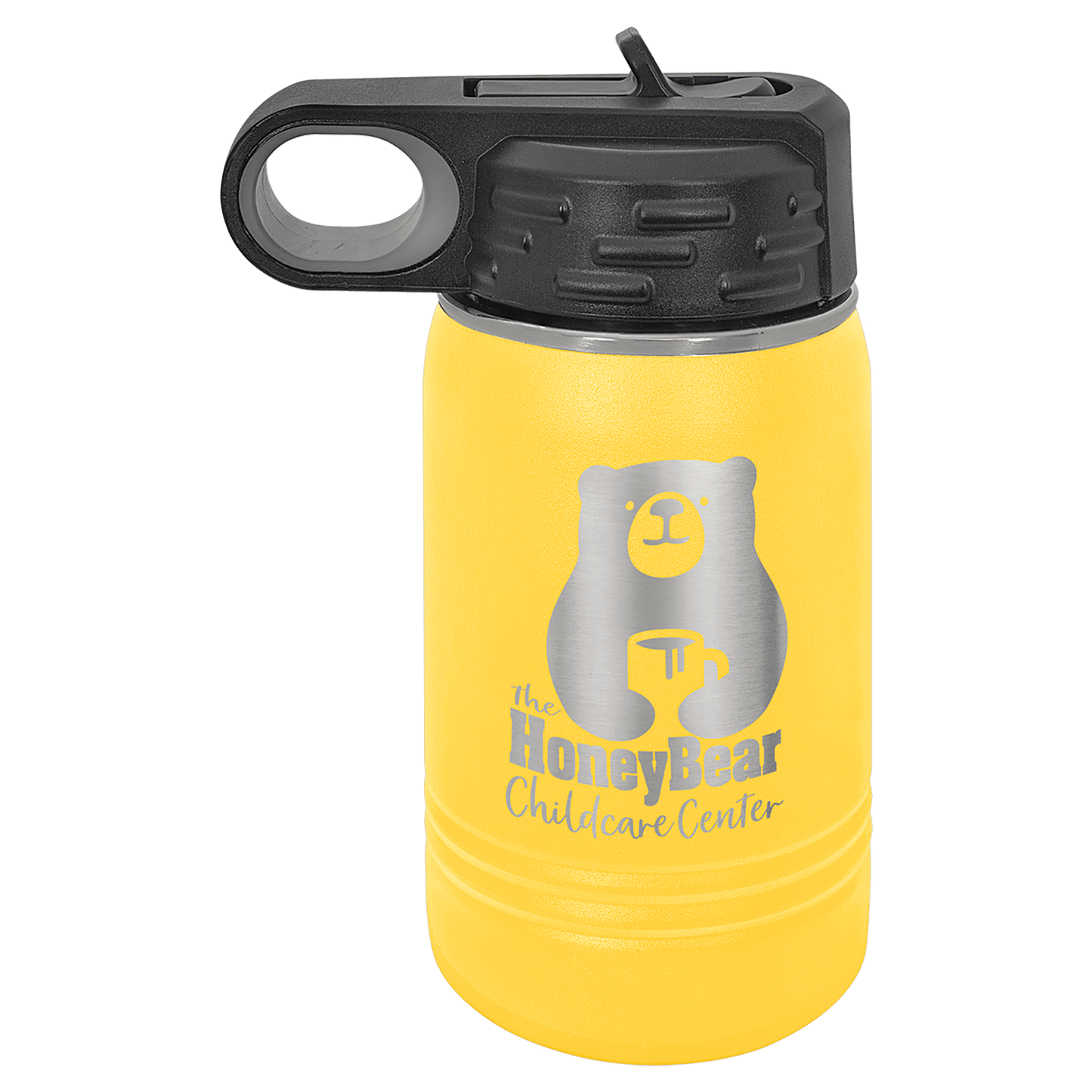 Personalized 12 oz. insulated stainless steel water bottle with custom engraved name or design