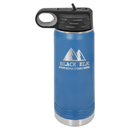 Personalized 20 oz. insulated stainless steel water bottle with flip-top lid and custom engraved name
