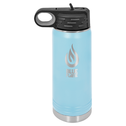 Personalized 20 oz. insulated stainless steel water bottle with flip-top lid and custom engraved name