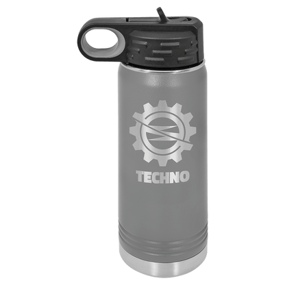 Personalized 20 oz. insulated stainless steel water bottle with flip-top lid and custom engraved name