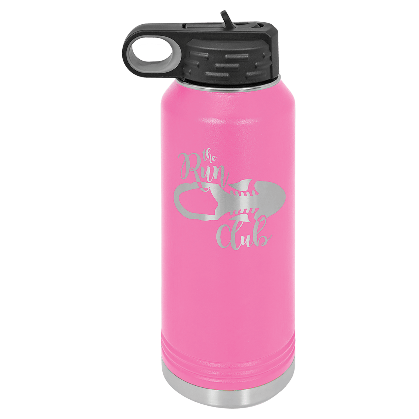 Personalized 32 oz. insulated stainless steel water bottle with flip-top lid and custom engraved name