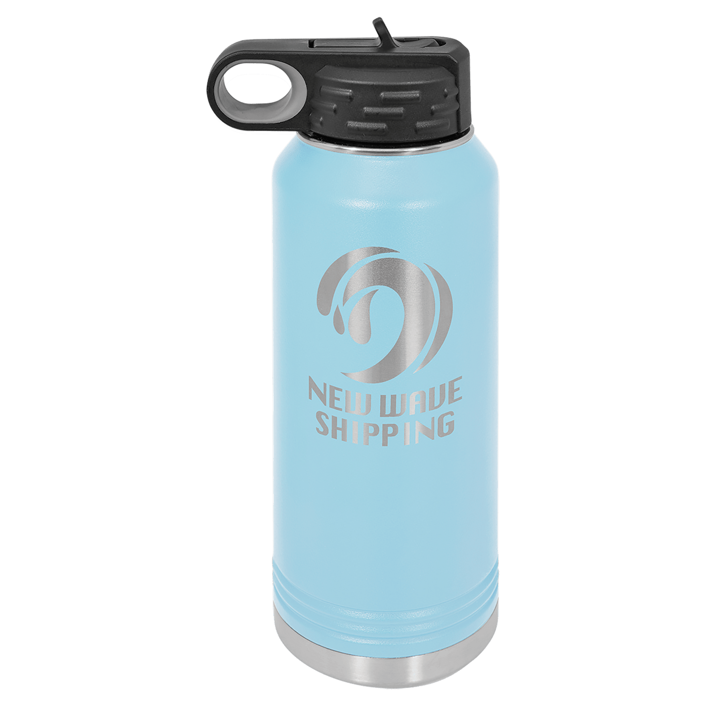 Personalized 32 oz. insulated stainless steel water bottle with flip-top lid and custom engraved name