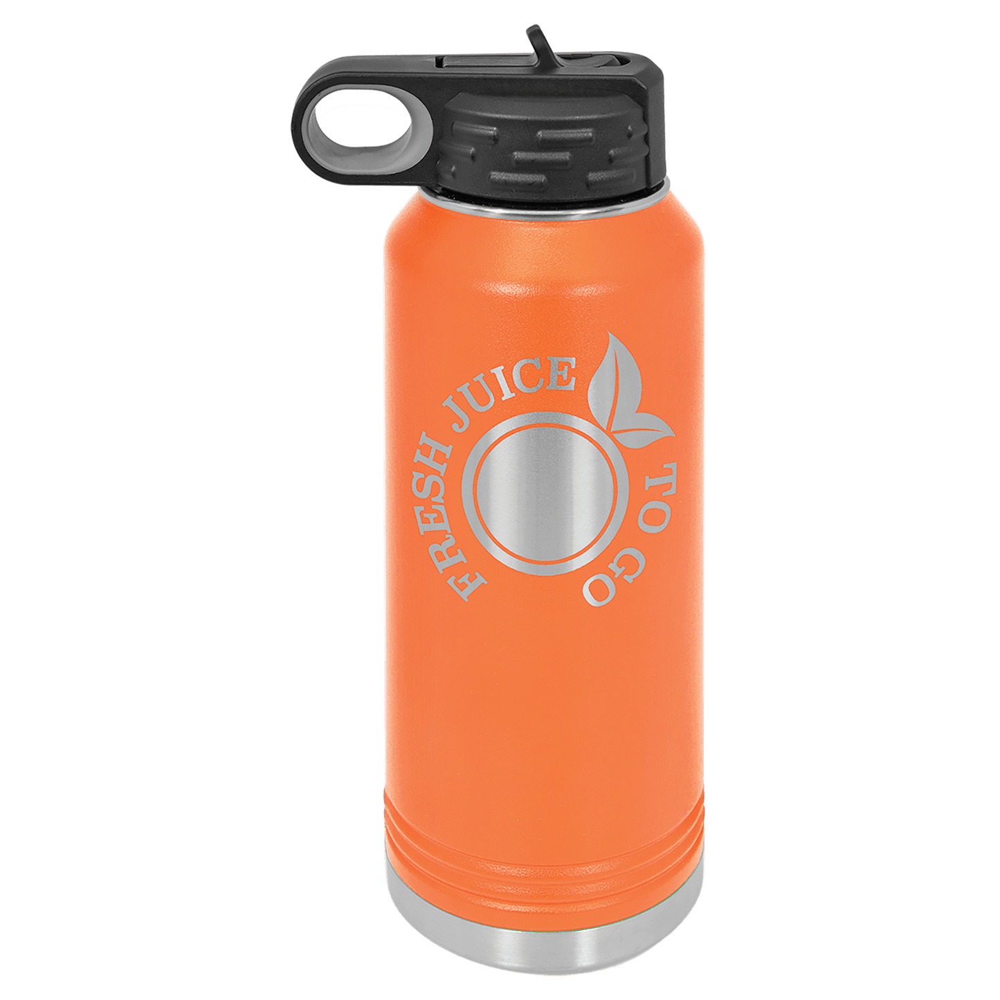 Personalized 32 oz. insulated stainless steel water bottle with flip-top lid and custom engraved name