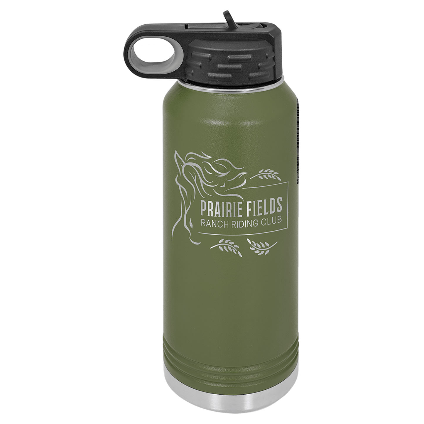 Personalized 32 oz. insulated stainless steel water bottle with flip-top lid and custom engraved name