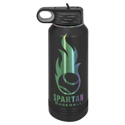Personalized 32 oz. Black/Prism ION-plated insulated water bottle with custom engraved name