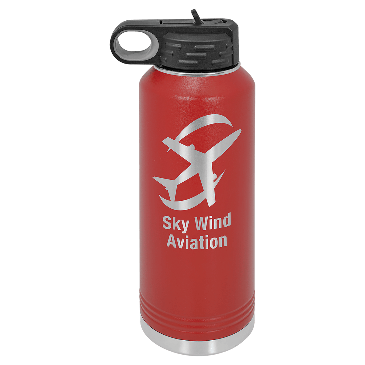 Personalized 40 oz. insulated stainless steel water bottle with flip-top lid and custom engraved name