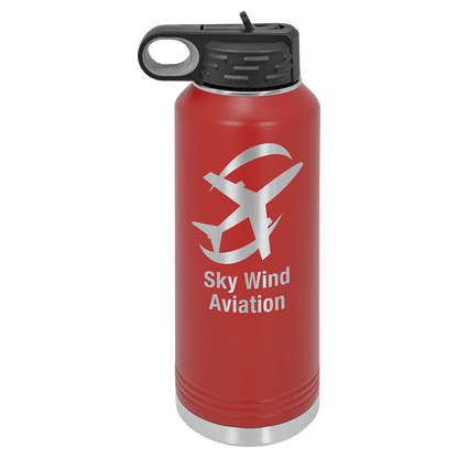 Personalized 40 oz. insulated stainless steel water bottle with flip-top lid and custom engraved name