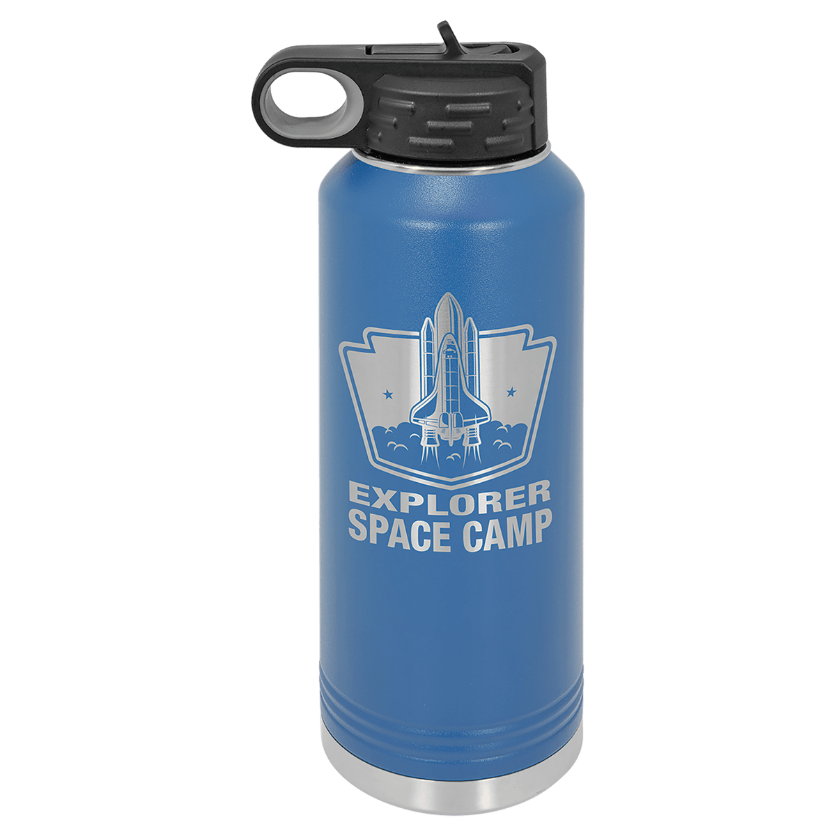 Personalized 40 oz. insulated stainless steel water bottle with flip-top lid and custom engraved name