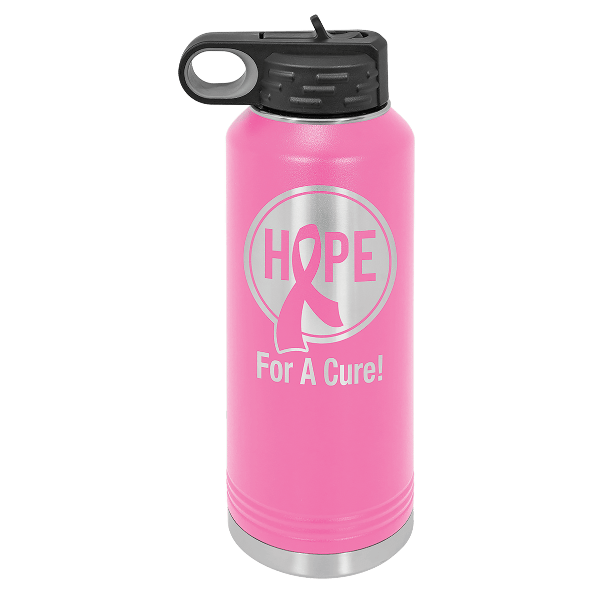 Personalized 40 oz. insulated stainless steel water bottle with flip-top lid and custom engraved name