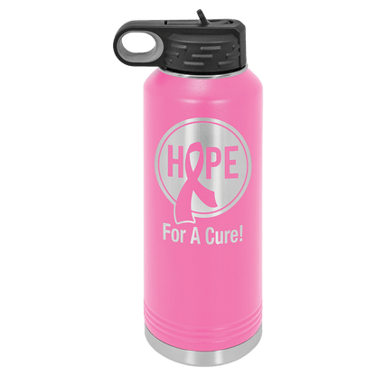 Personalized 40 oz. insulated stainless steel water bottle with flip-top lid and custom engraved name