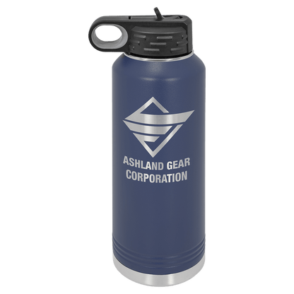 Personalized 40 oz. insulated stainless steel water bottle with flip-top lid and custom engraved name