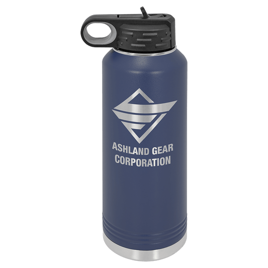 Personalized 40 oz. insulated stainless steel water bottle with flip-top lid and custom engraved name