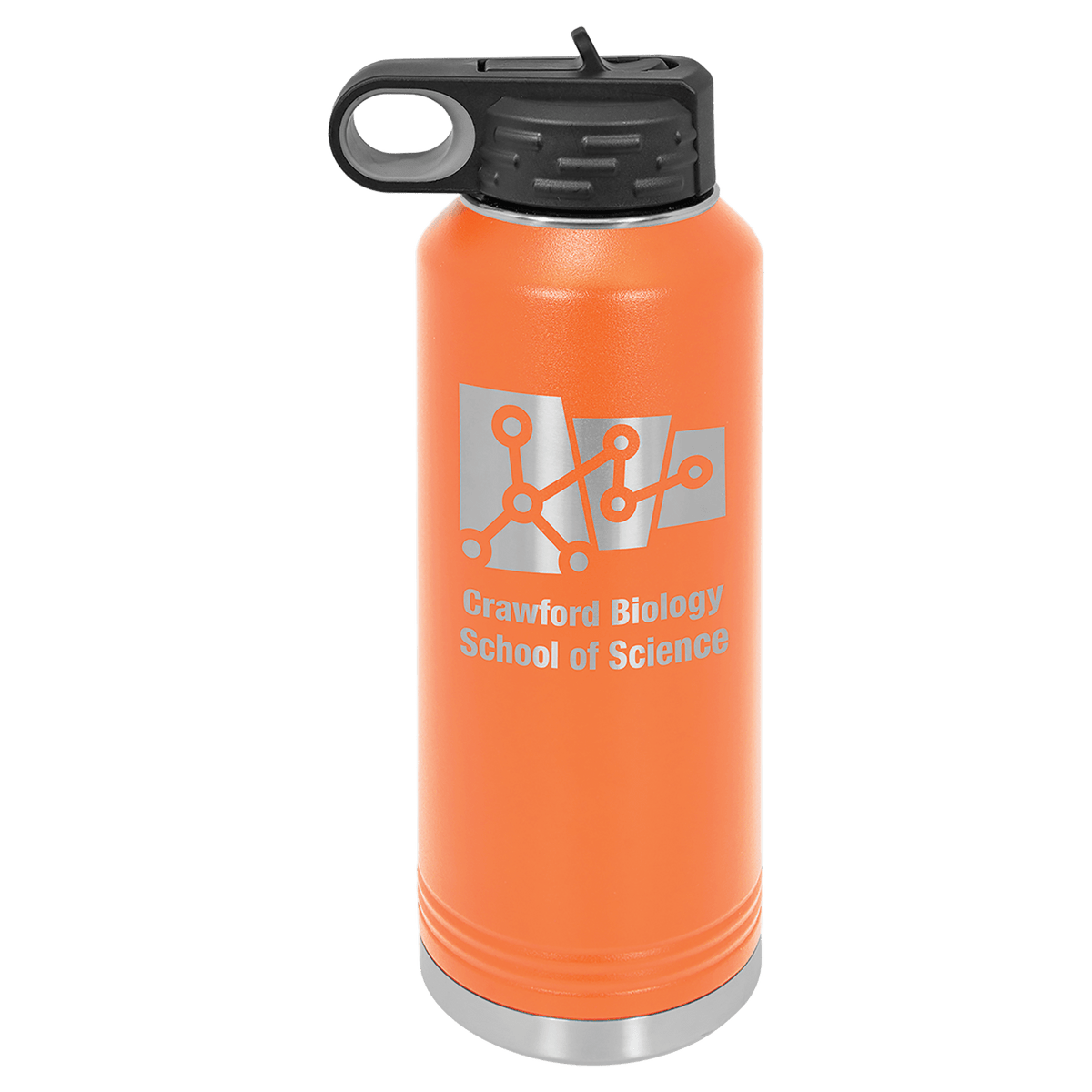 Personalized 40 oz. insulated stainless steel water bottle with flip-top lid and custom engraved name
