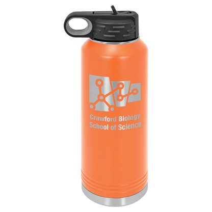 Personalized 40 oz. insulated stainless steel water bottle with flip-top lid and custom engraved name