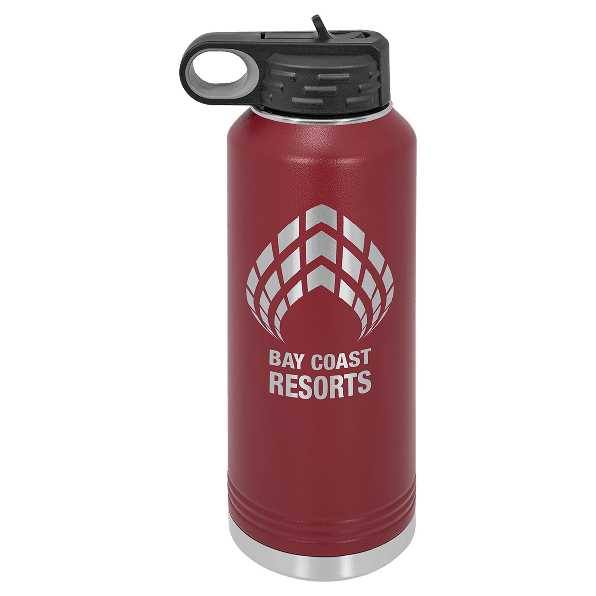 Personalized 40 oz. insulated stainless steel water bottle with flip-top lid and custom engraved name