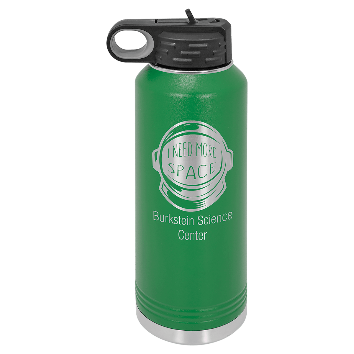 Personalized 40 oz. insulated stainless steel water bottle with flip-top lid and custom engraved name