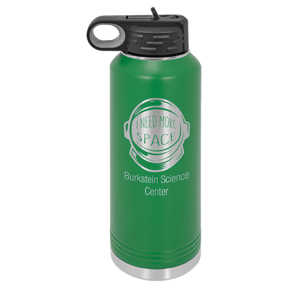 Personalized 40 oz. insulated stainless steel water bottle with flip-top lid and custom engraved name