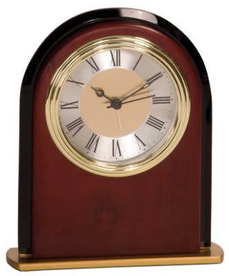 6 1/2" Mahogany Finish Arch Clock laser engravable