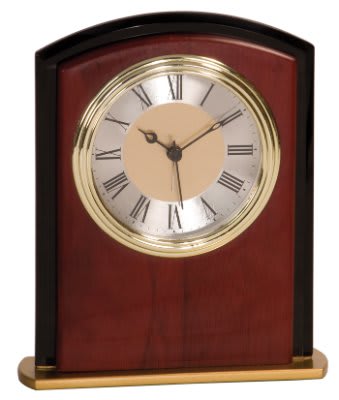 6 1/2" Mahogony Finish Square Arch Clock laser engravable