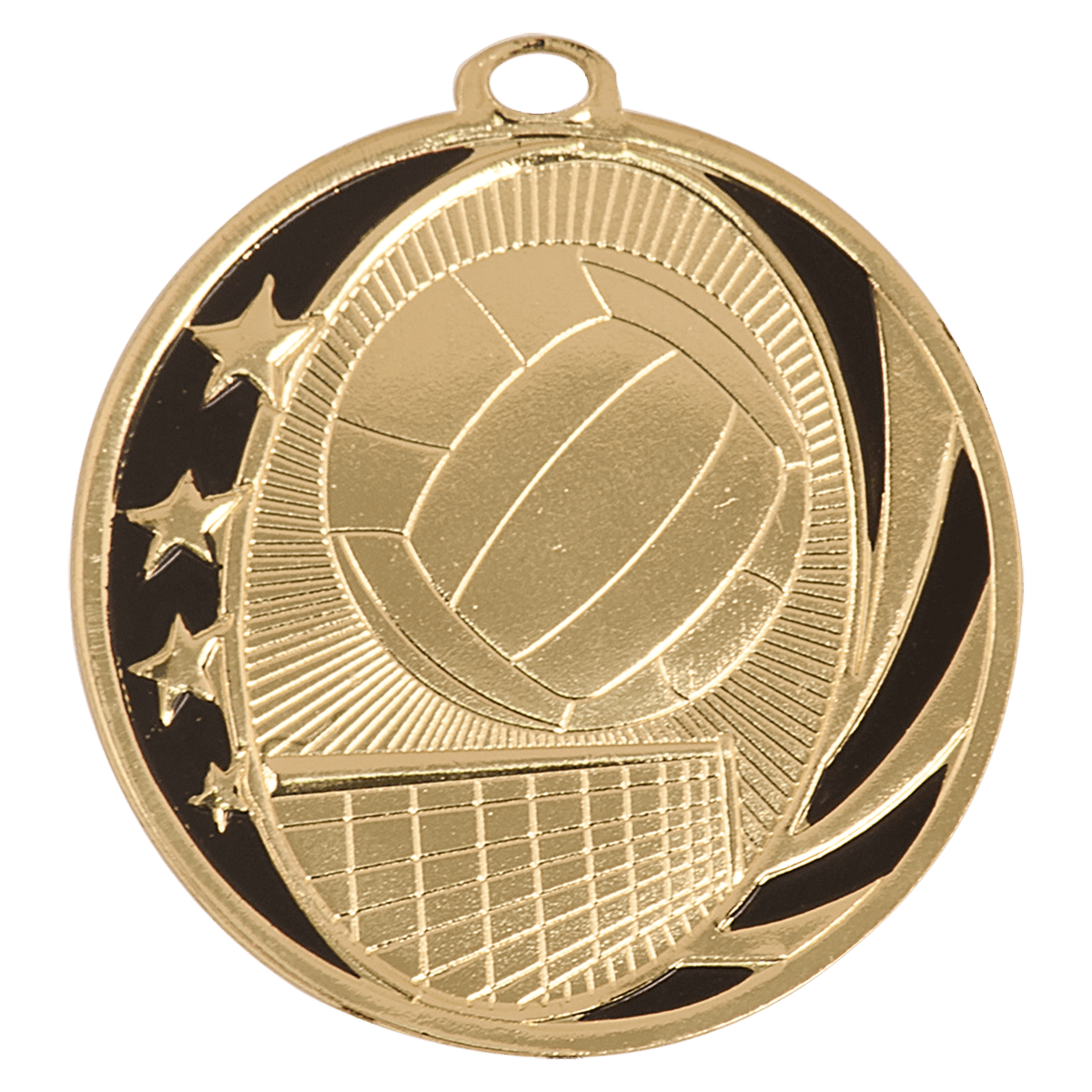 Bright Gold 2" Volleyball Laserable MidNite Star Medal laser engravable medal