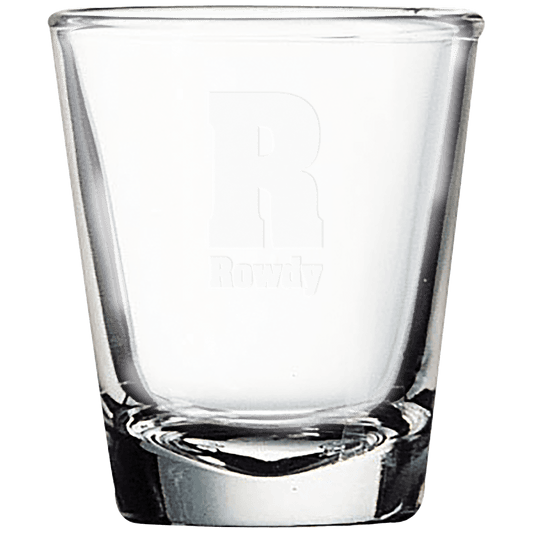 Personalized 1.7 oz. clear glass shot glass with custom engraved name, date or message